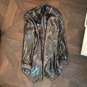 Sequin drape front blazer